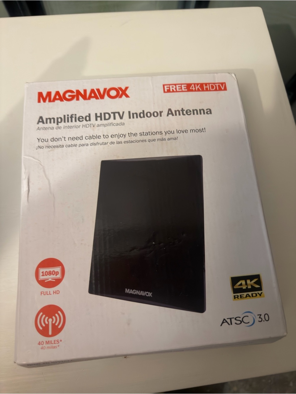 Magnavox Black Amplified HDTV Indoor Antenna - 4K Ready